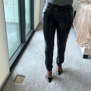 Patent leather high gloss straight-leg pants